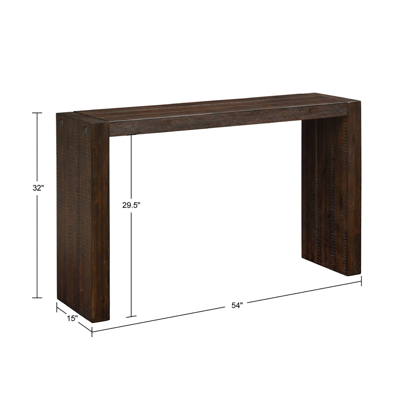 Modern Solid Wood Console Table - Distressed Brown