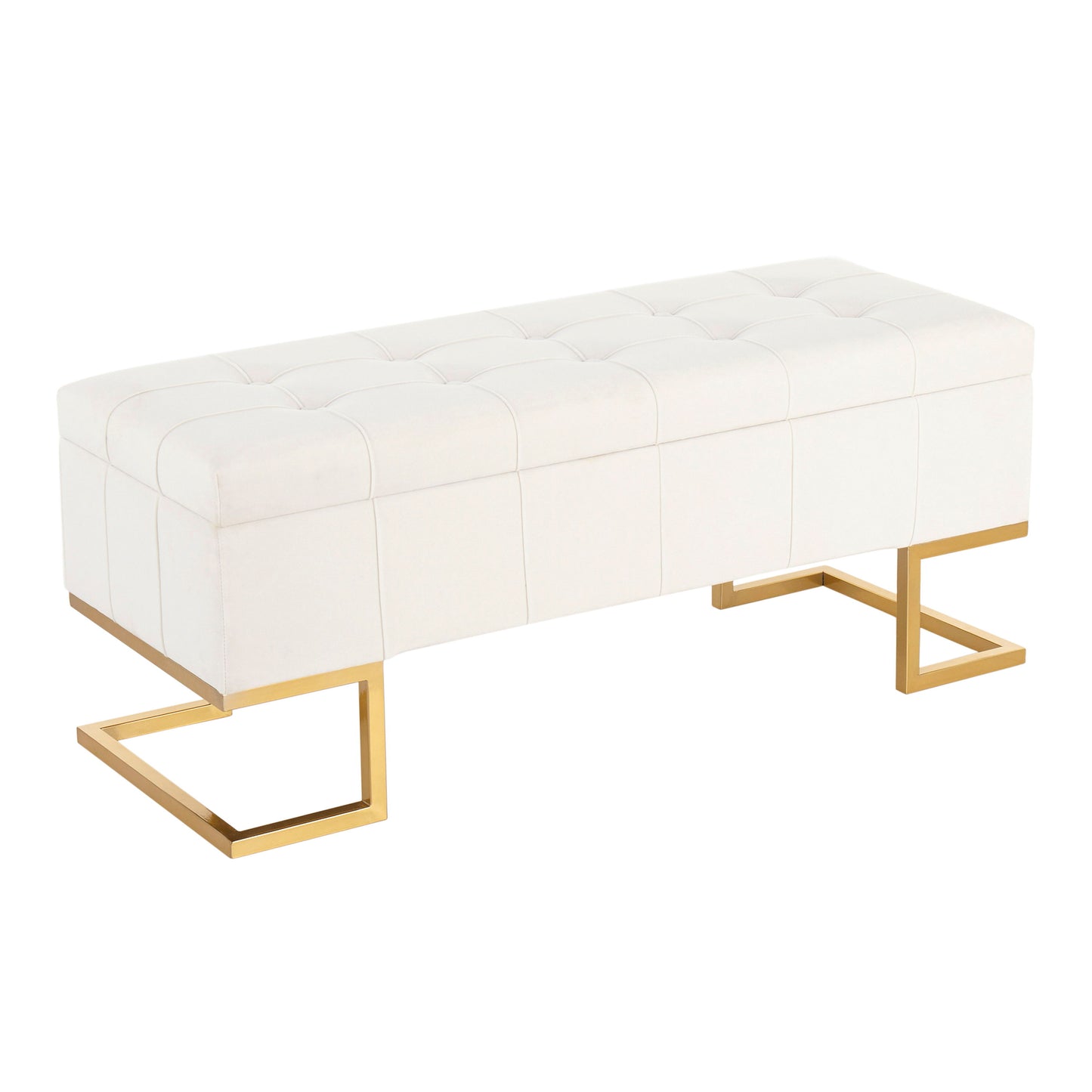 Midas - Contemporary / Glam Storage Bench - Gold / White
