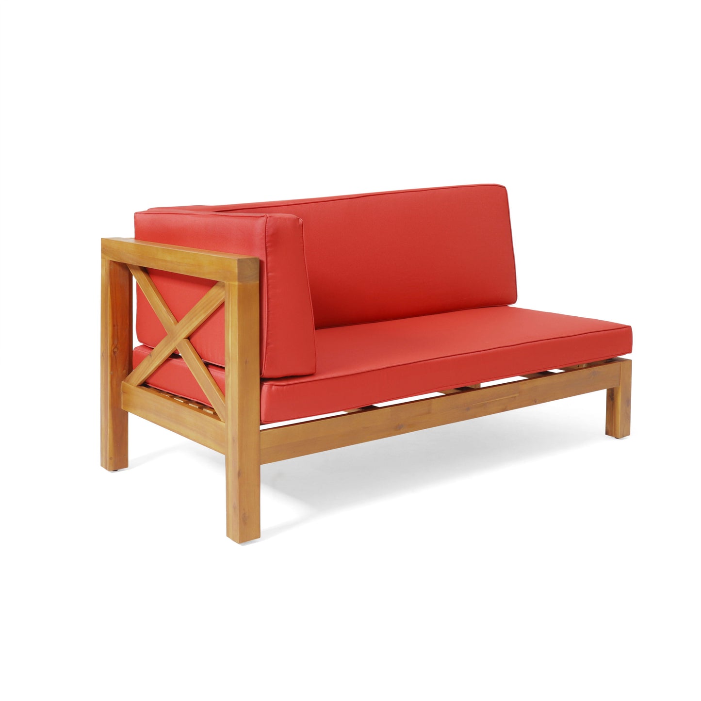 Brava - X Back Corner Bench L With Coffee Table - Red