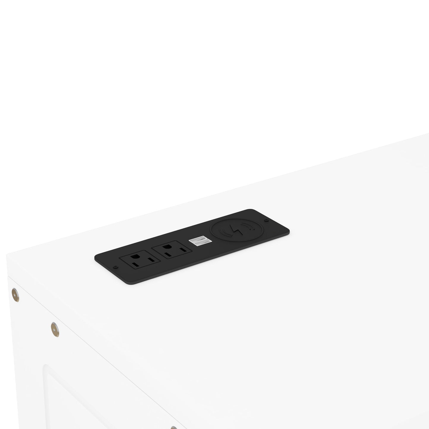 Queen Size Murphy Bed With Shelves, Cabinets And USB Ports - White