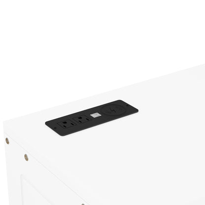 Queen Size Murphy Bed With Shelves, Cabinets And USB Ports - White