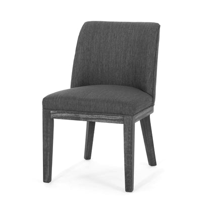 Modern Rustic Dining Chair (Set of 2) With Solid Wood Frame - Charcoal