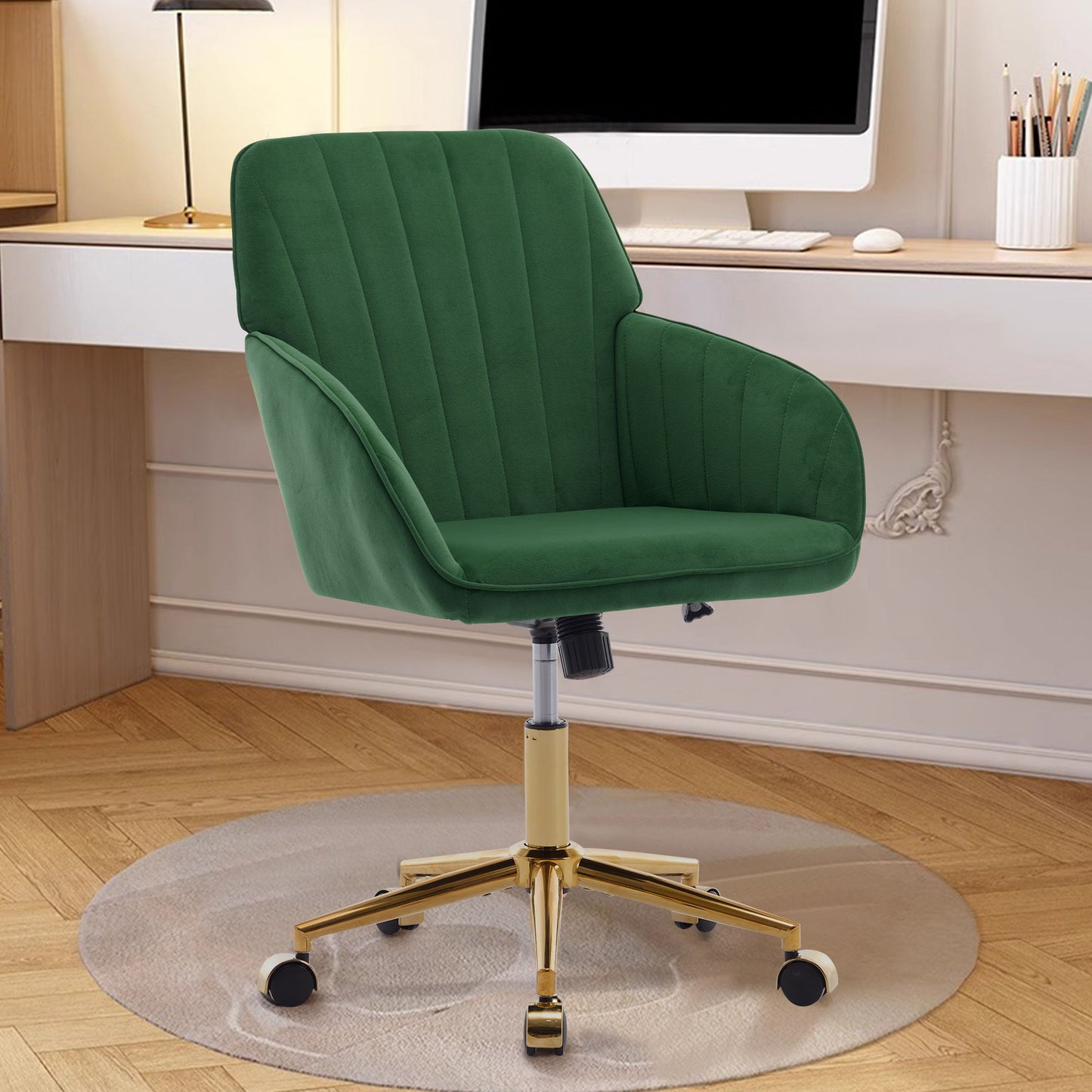 Adjustable Office Chair, Ergonomic Swivel Chair, Backrest Seat, Comfortable For Long Sitting - Green