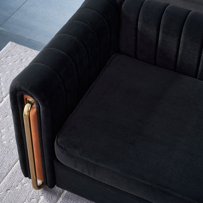 Contemporary Velvet Sofa Couch For Living Room - Black