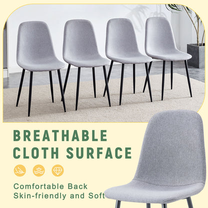 (Set of 4) Fabric Back And Metal Combined Spoon Chairs Perfectly Matching Minimalist And Scandinavian Style Homes - Gray / Black