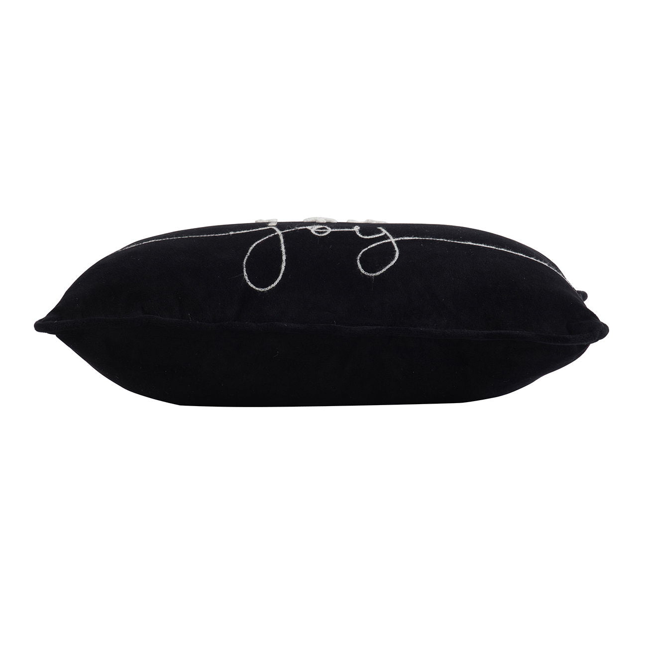 Velvet Pillow With Embroidered Joy And Frosty Snowflake, For Christmas Halloween Holiday Decor (Set of 2) - Black White