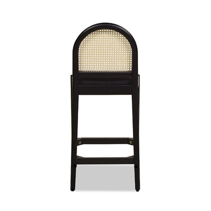 Panama - Curved Back Cane Counter Stool (Set of 2) - Ebony Black