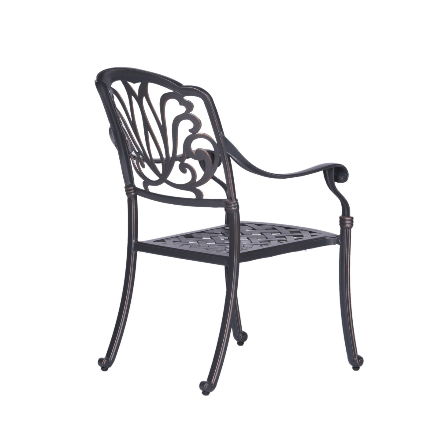 Patio Outdoor Aluminum Dining Armchair With Cushion (Set of 2) - Cast Silver