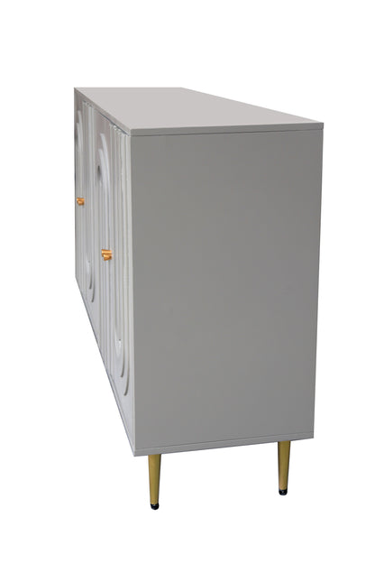 Modern Lacquered 4 Door Wooden Cabinet Sideboard Buffet Server Cabinet Storage Cabinet, For Living Room, Entryway, Hallway, Office, Kitchen And Dining Room - Gray