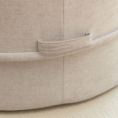 Modern Oversized Round Barrel Accent Chair With Ottoman - Velvet Upholstered Lounge Armchair With 5 Pillows For Living Room Or Bedroom - Gray