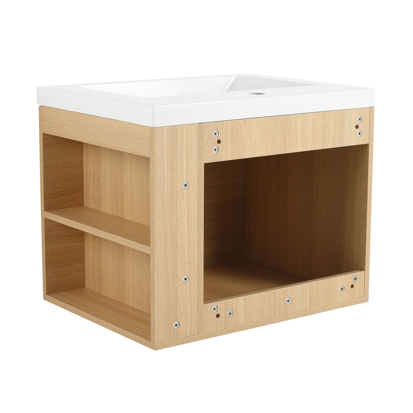 Modern 24" Bathroom Vanity Sink Combo With Spacious Storage And Construction - Oak