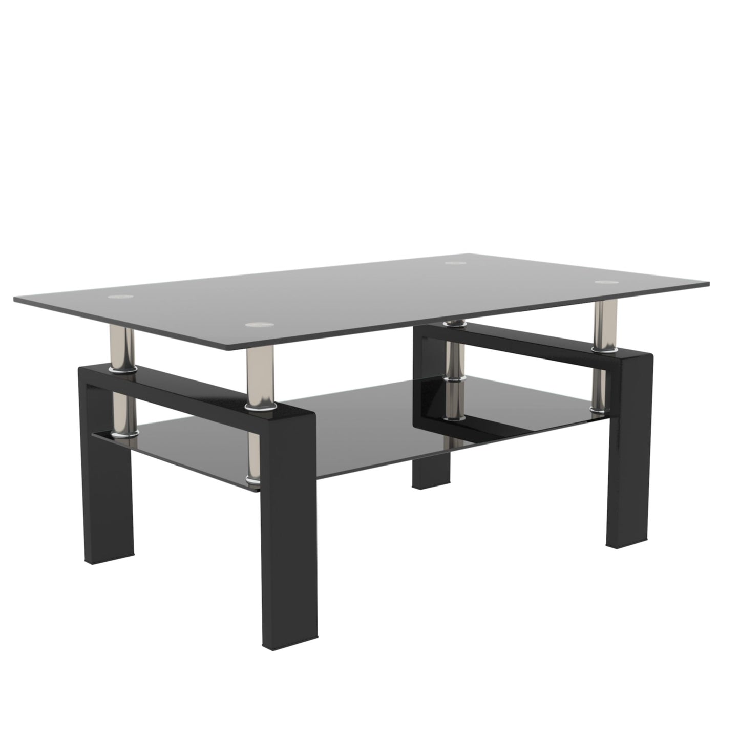 Rectangle Coffee Table, Modern Side Center Tables For Furniture - Black / Clear