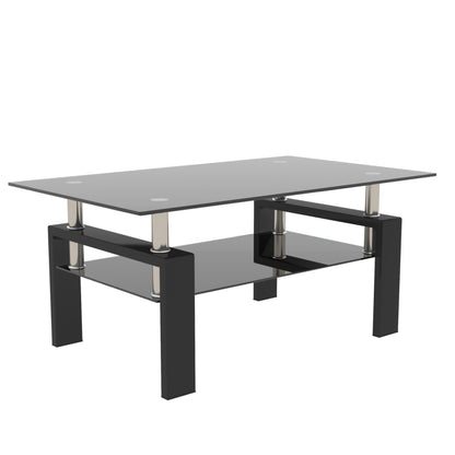 Rectangle Coffee Table, Modern Side Center Tables For Furniture - Black / Clear