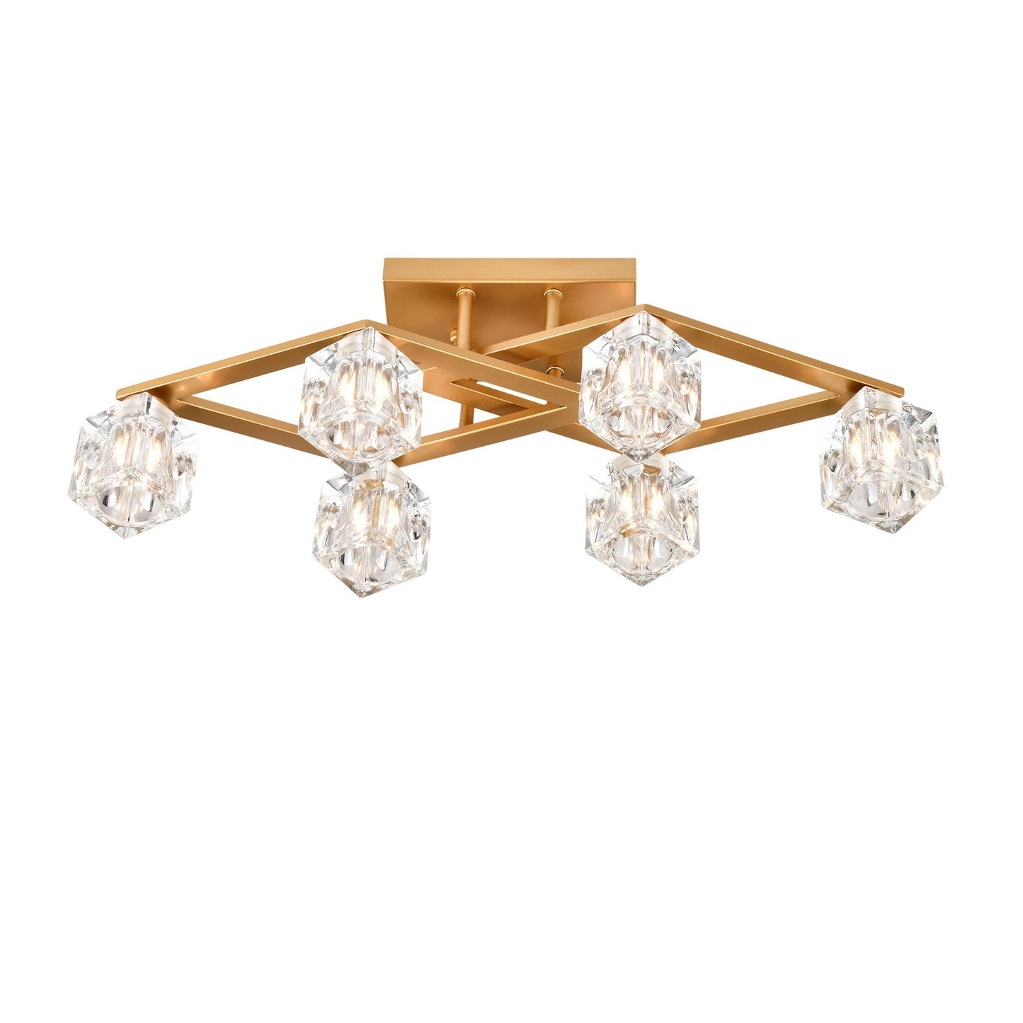 6 Light Crystal Ceiling Light For Dining Room, Modern Ceiling Lamp With Light Fixture For Entryway, Lobby, Kitchen, Bedroom, Living Room, Conference Room, (6*G9 Bulbs Included) - Gold