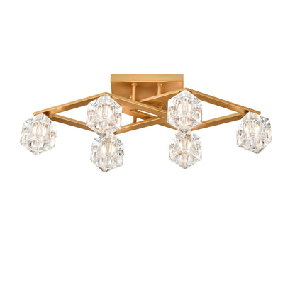 6 Light Crystal Ceiling Light For Dining Room, Modern Ceiling Lamp With Light Fixture For Entryway, Lobby, Kitchen, Bedroom, Living Room, Conference Room, (6*G9 Bulbs Included) - Gold