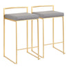 Fuji - Contemporary Counter Stool (Set of 2) - Gold / Gray