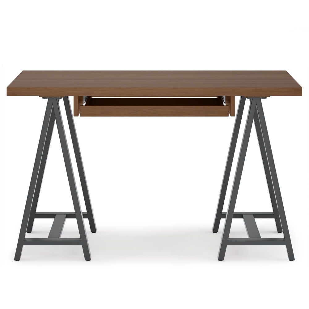 Sawhorse - Solid Walnut Veneer And Small Desk - Dark Brown