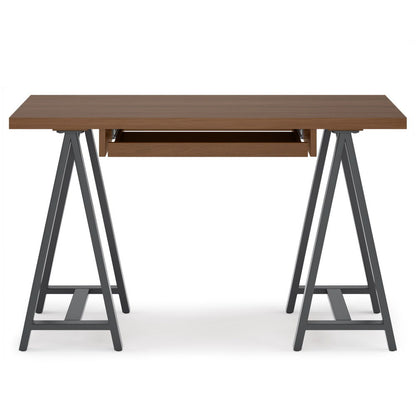 Sawhorse - Solid Walnut Veneer And Small Desk - Dark Brown