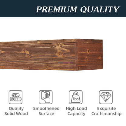 72" Rustic Wood Fireplace Mantel, Wall-Mounted & Floating Shelf For Home Decor - Brown