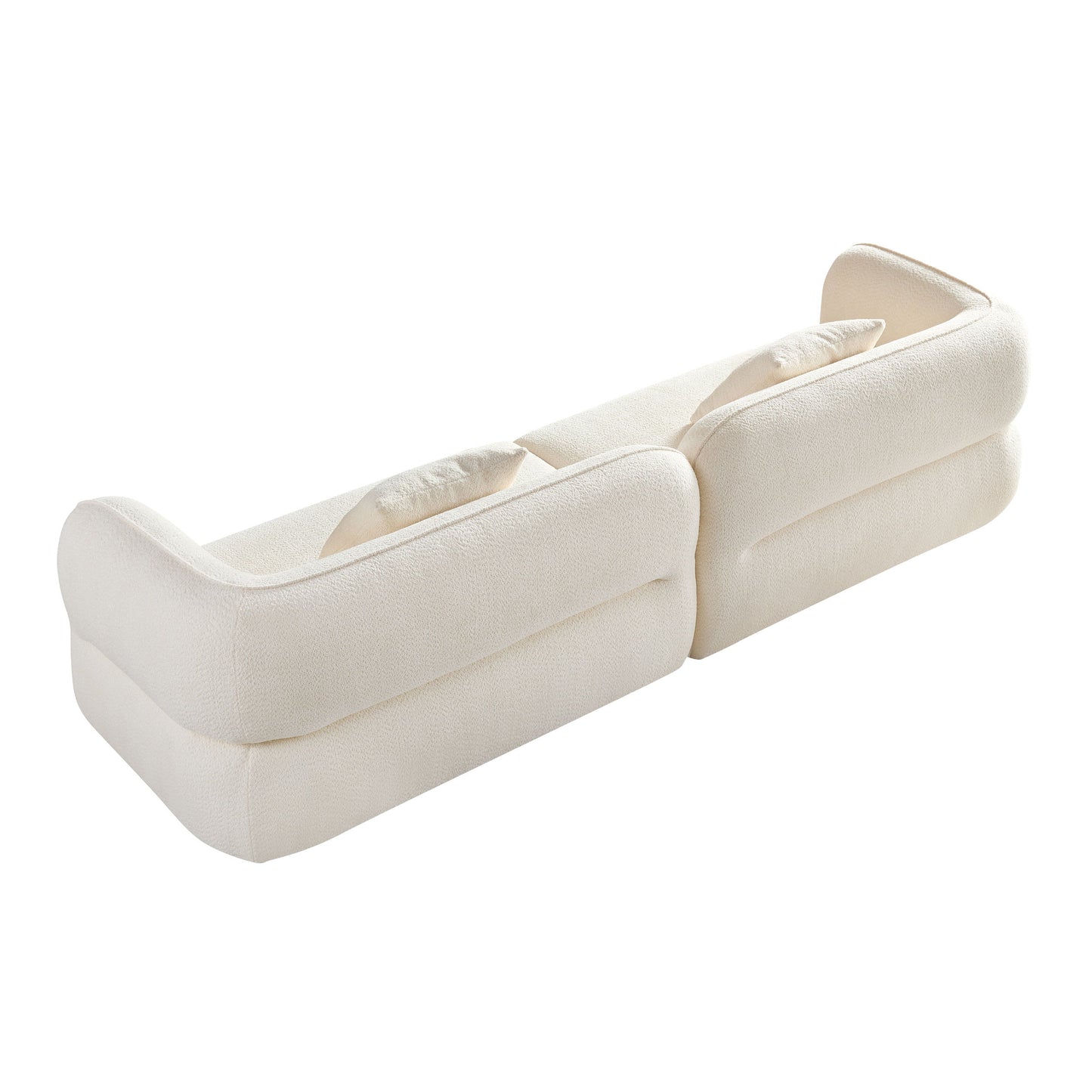 Sectional Sofa, Durable Fabric, Solid Wood Frame, High Density Sponge Filler - White