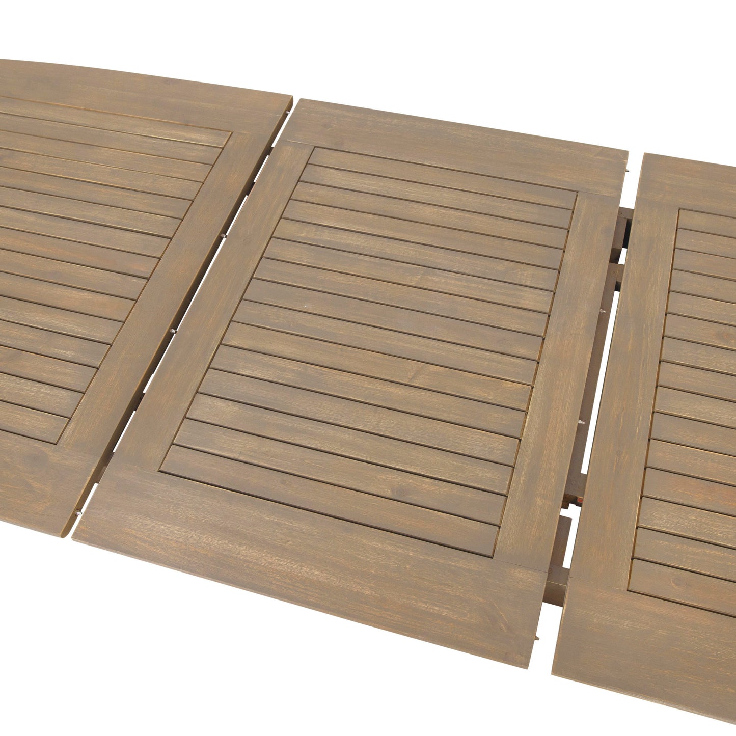 Modern Outdoor Dining Set With Expandable Acacia Wood Table And Iron Chairs - Gray