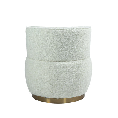 Coolmore - 360 Degree Swivel Cuddle Barrel Accent Sofa Chair, Round Armchair With Wide Upholstered Teddy Fabric - Cream