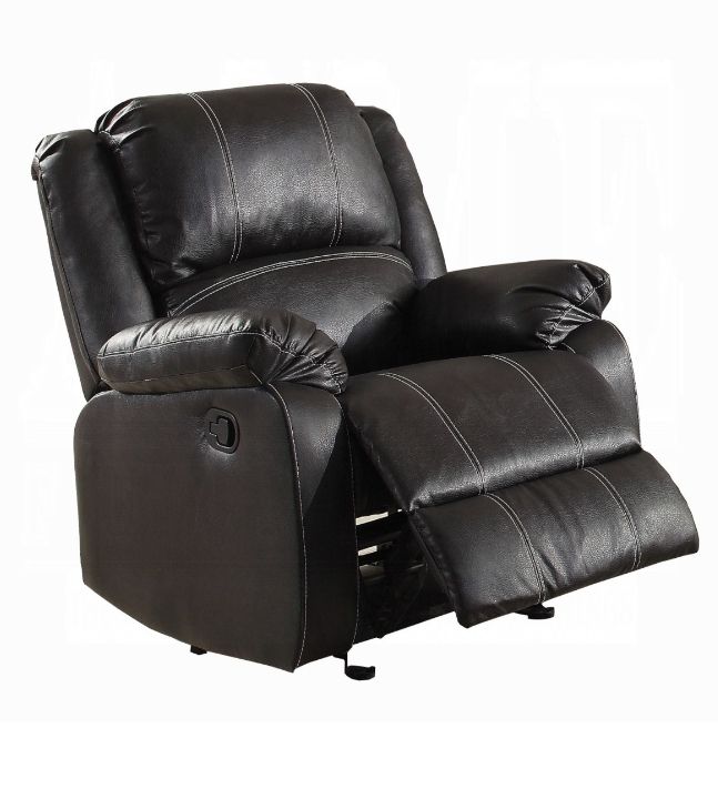 Zuriel - Synthetic Leather 3 Piece Living Room Recliner Set - Black