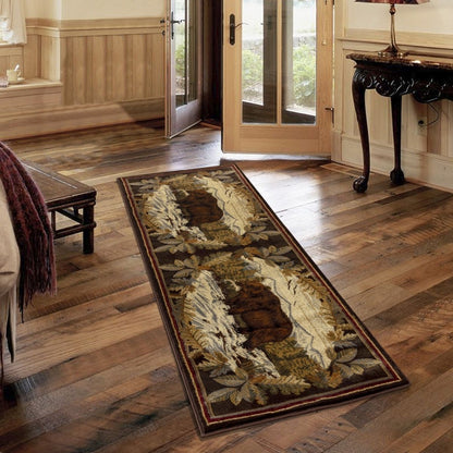 Nature's Nest - 2'7" X 7'3" Lodge Area Rug - Multi, Brown