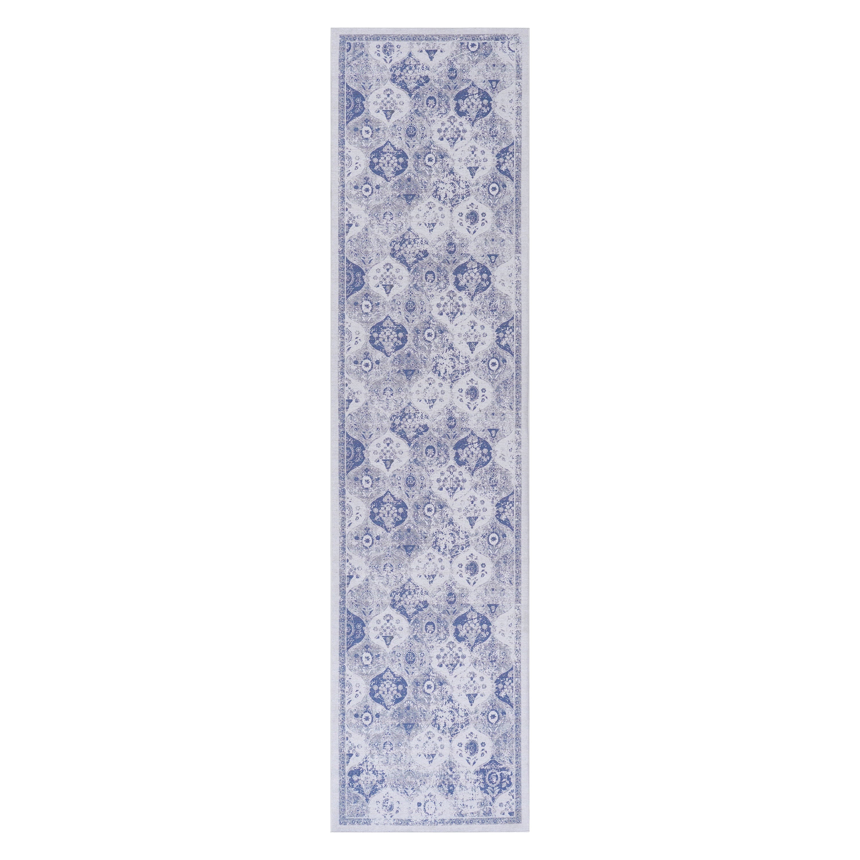 Maval - 2'6'' X 10' Washable Runner Rug - Blue