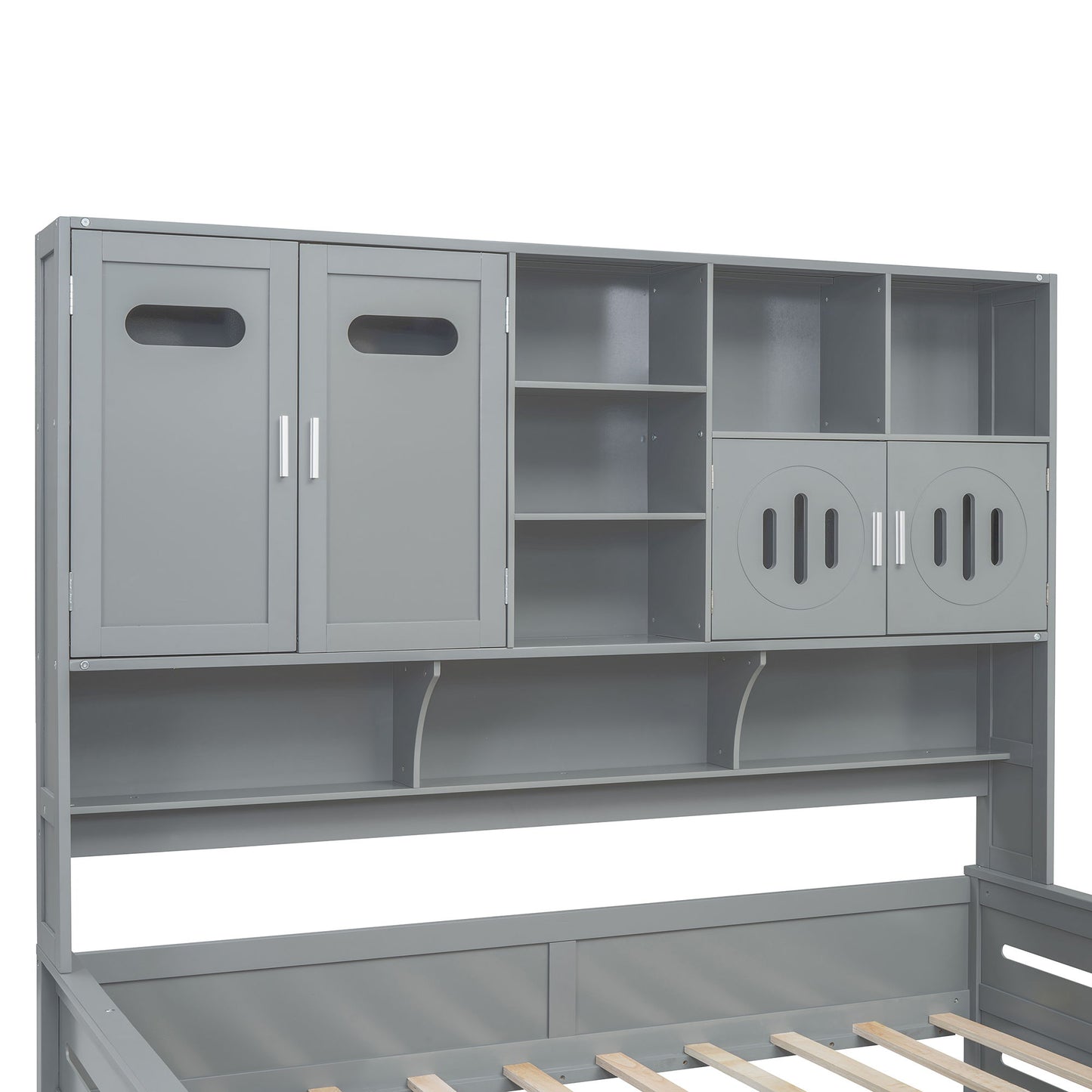 Full Size Daybed With 2 Drawers And All In One Cabinet And Shelf - Gray
