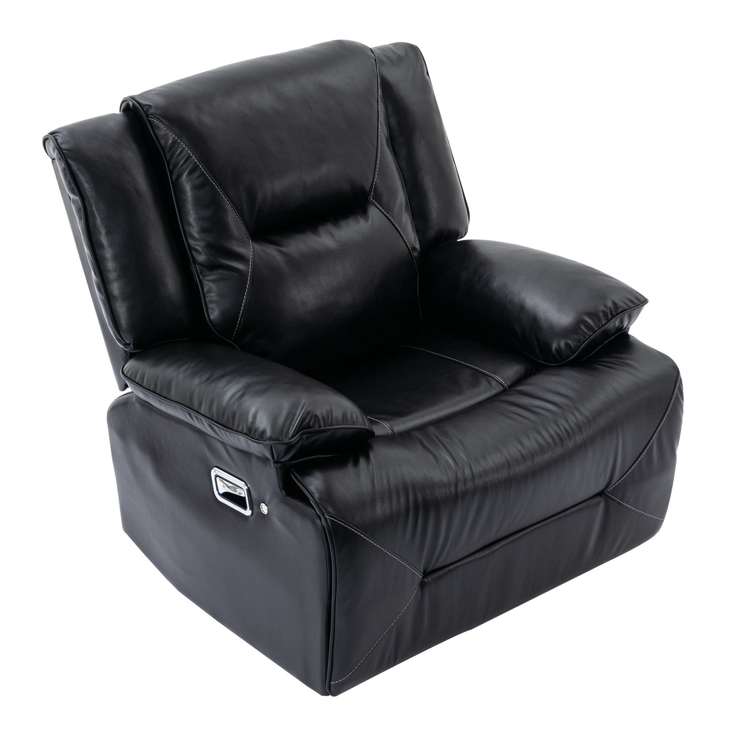 360ÔøΩÔøΩ Swivel And Rocking Home Theater Recliner Manual Recliner Chair With A Led Light Strip For Living Room - Black