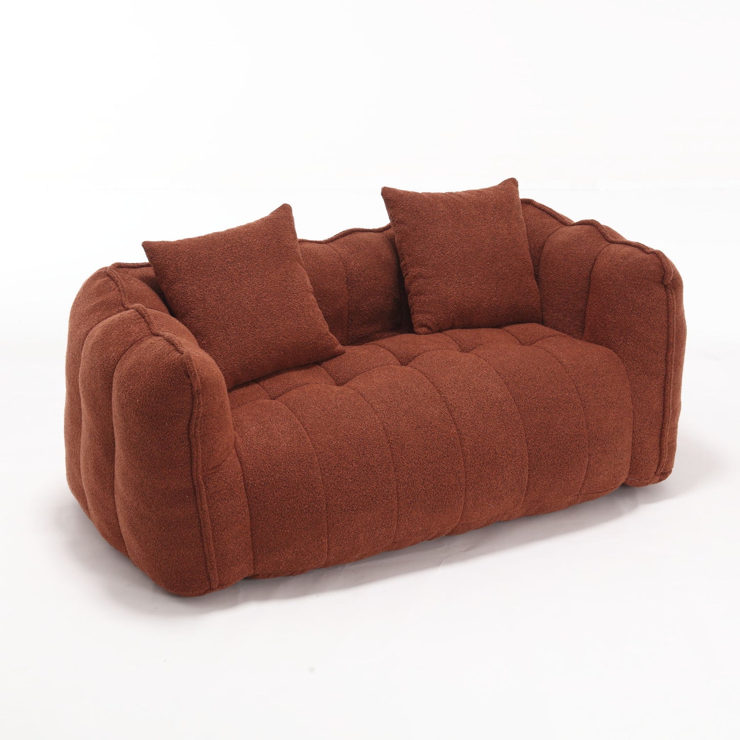 Soft Beanbag Chair With High Resilience Foam Core For Two People, The Comfortable Square Recliner Sofa Is Ideal For Family Members And Friends Engaged In Games, Reading, Watching TV - Red / Brown