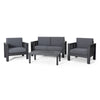 Acacia Wood Loveseat And Coffee Table Set With Cushions - Gray
