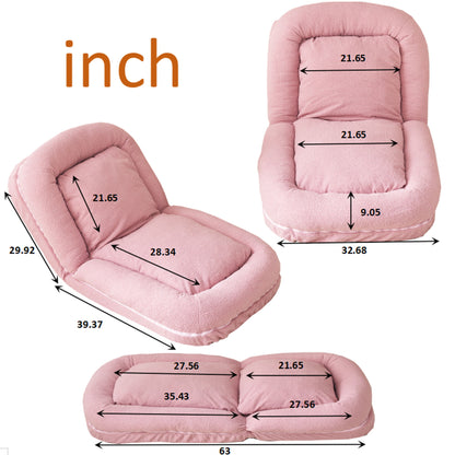 Triple Fold Pink Down Sofa Bed - Pink