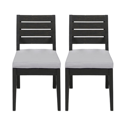 Patio Armless Dining Chair With Laid Back Slat Panel Design - Light Gray