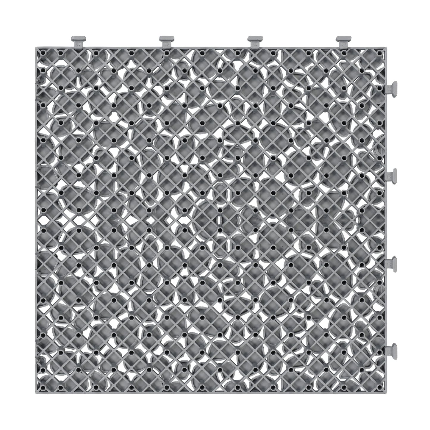 Interlocking Deck Tiles Plastic Waterproof Outdoor All Weather Anti-Slip Bathroom Shower Balcony Porch Strong Weight Capacity Upto 440 Lbs, Pebble Stone Pattern Pack Of 60 - Gray