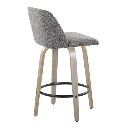 Toriano - Contemporary Fixed Height Counter Stool With Swivel & Round Footrest (Set of 2) - Light Gray