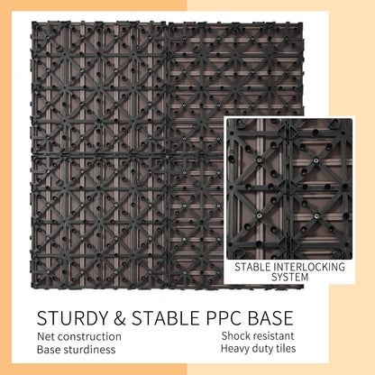 Wood Plastic Composite Deck Tiles (Set of 20), Sustainable Composite Decking Resist Rust, Water, Weather, Easy To Diy & Maintain, Ideal For Patios, Balconies, Rooftops - Coffee