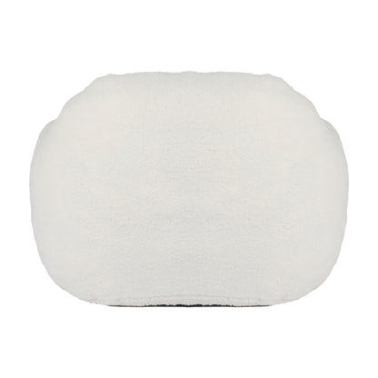 Giant Bean Bag Chair For Adults, Spacious Memory Foam Bean Bag Sofa With Armrests Teddy Fabric, Comfy Seating For Living Room Or Bedroom - Off White