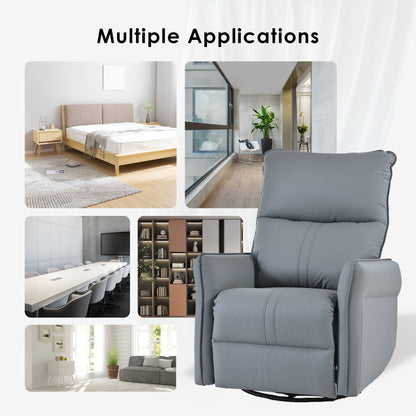Rocker Recliner Chair, 360ÔøΩÔøΩ Swivel Nursery Rocking Chair, Glider Chair, Modern Small Rocking Swivel Recliner Chair For Bedroom, Living Room Chair Home Theater Seat, Side Pocket - Blue Gray