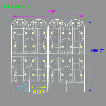4 Pack Metal Garden Trellis Rustproof Trellis For Climbing Plant Outdoor Flower Support - Cream White