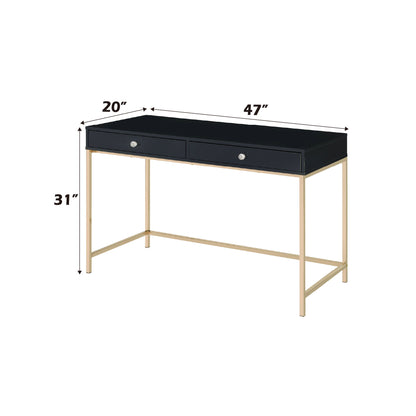 Ottey - High Gloss Writing Desk - Black / Gold