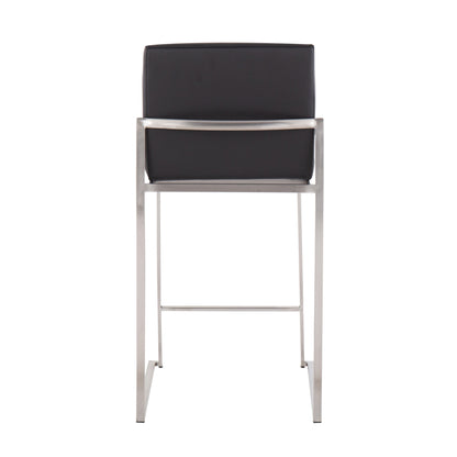 Fuji - Contemporary, High Back Barstool (Set of 3) - Black