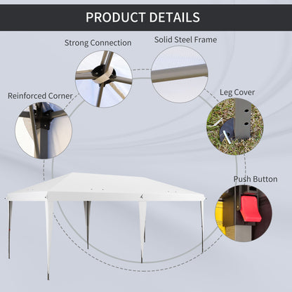 Outsunny - 10' x 19.2' Pop Up Canopy Tent, Heavy Duty Tent For Parties, Outdoor Instant Gazebo Sun Shade Shelter With Carry Bag For Catering, Events, Wedding, Backyard Bbq - White