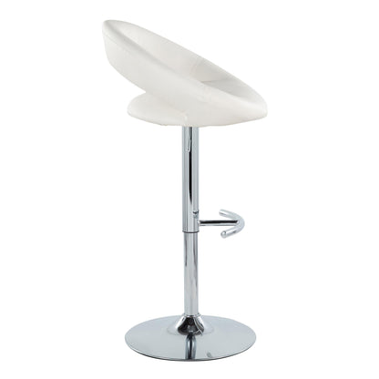 Posh - Contemporary Adjustable Barstool With Swivel With Rounded T Footrest (Set of 2) - Chrome / White