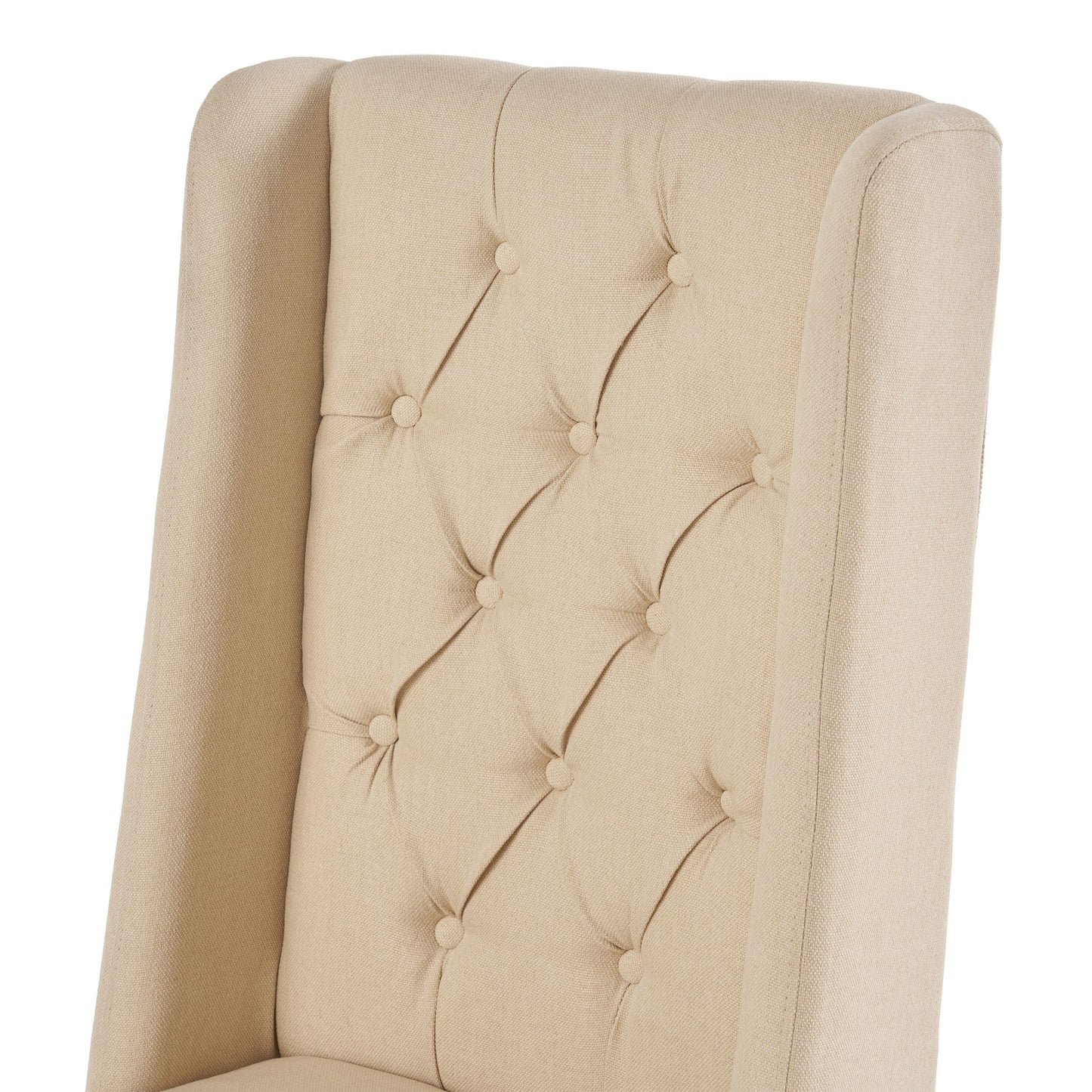 Sophisticated Tufted Dining Chairs (Set of 2) With High Back And Birch Wood Legs - Beige