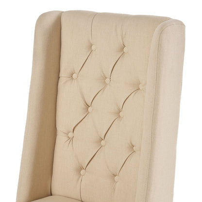 Sophisticated Tufted Dining Chairs (Set of 2) With High Back And Birch Wood Legs - Beige
