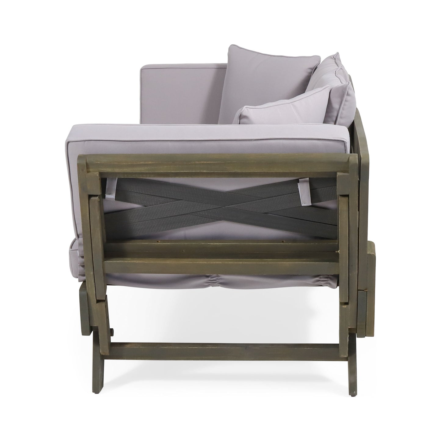 Outdoor Expandable Daybed With Water Resistant Cushion - Gray
