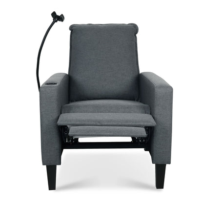 Recliner Chairs For Adults, Adjustable Recliner Sofa With Mobile Phone Holder & Cup Holder, Modern Reclining Chairs Fabric Push Back Recliner Chairs For Living Room, Bedroom - Gray