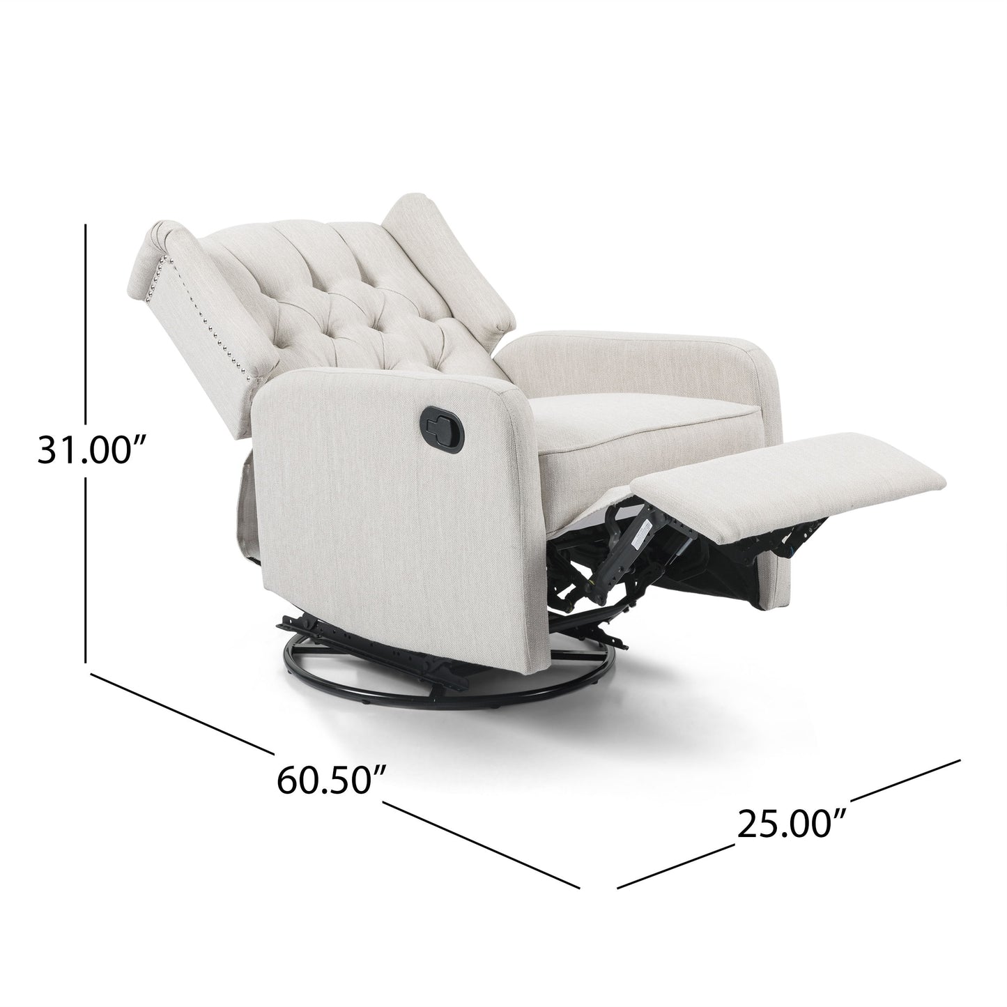 Classic Design, Manual Recliner Chair With 360 Degree Swivel - Beige